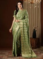 Pure Georgette Green Festival Wear Weaving Saree